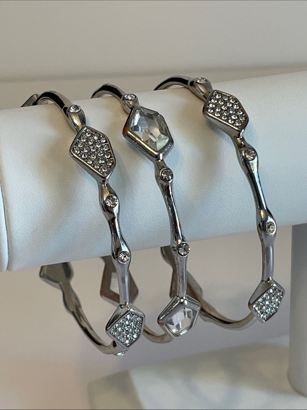R. J. Graziano Crystal Accent Silver-Tone Bangle Set